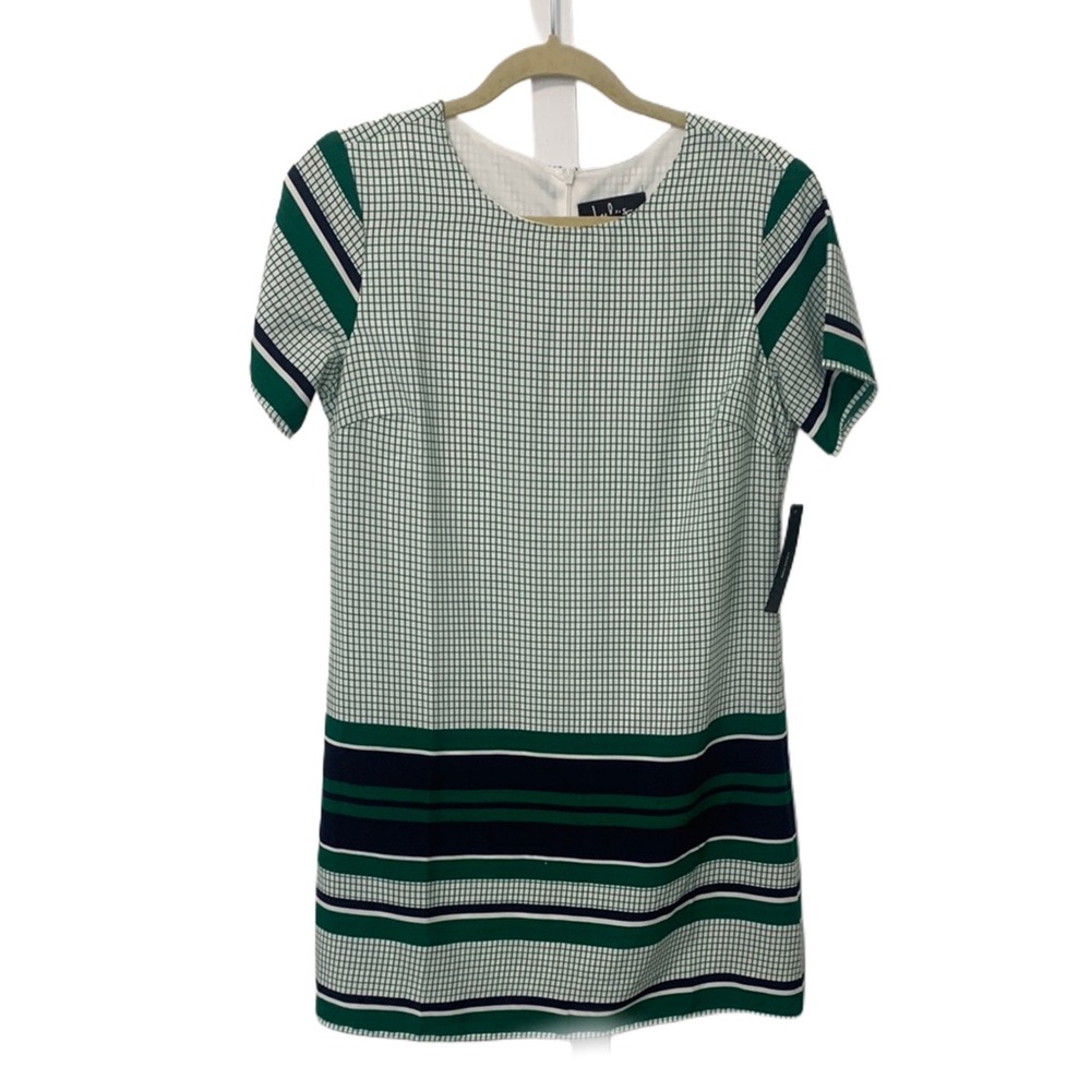 Zara Green Navy White Striped Mini Dress